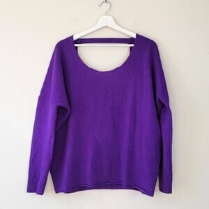 Eileen Fisher Open Back Yak Wool Blend Purple Sweater Small